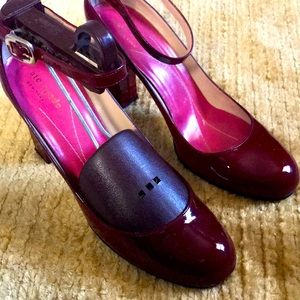 Kate Spade round toe chunky heel patent leather pump Size 9B